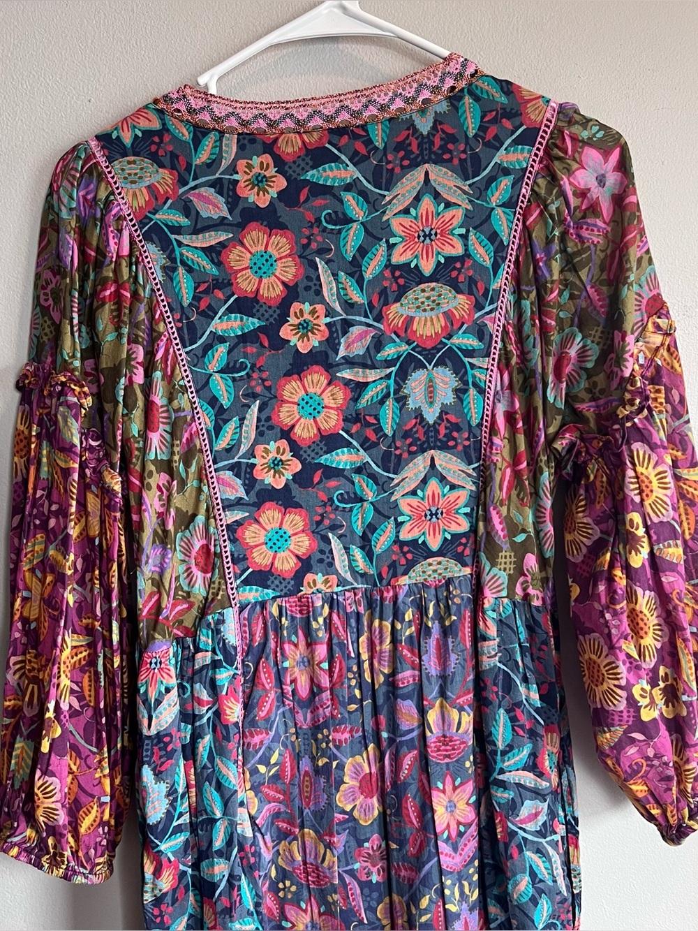 Sundance Tropic Dreams Floral Block Print Tiered Midi Dress S Cotton - Picture 10 of 11